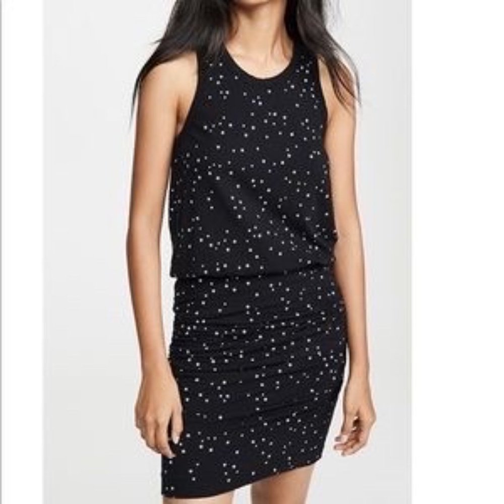 NWT Sundry Black Stars Ruched Dress M